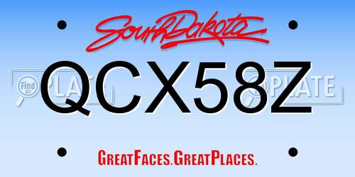 QCX58Z South Dakota License Plate