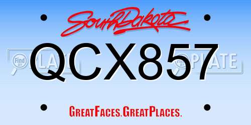 QCX857 South Dakota License Plate