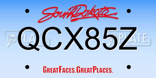 QCX85Z South Dakota License Plate