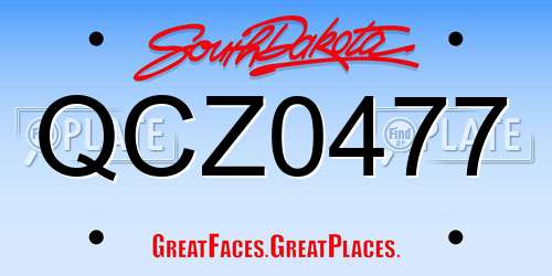 QCZ0477 South Dakota License Plate
