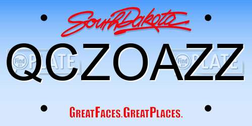 QCZOAZZ South Dakota License Plate