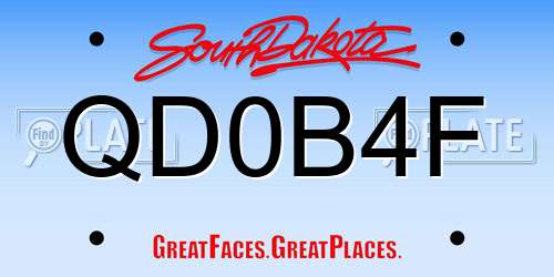 QD0B4F South Dakota License Plate