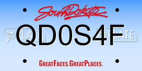 QD0S4F South Dakota License Plate