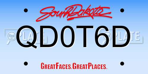 QD0T6D South Dakota License Plate