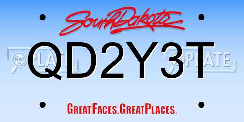 QD2Y3T South Dakota License Plate