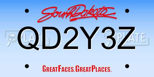 QD2Y3Z South Dakota License Plate