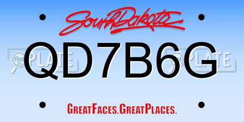 QD7B6G South Dakota License Plate
