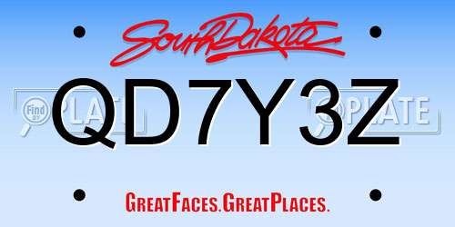 QD7Y3Z South Dakota License Plate