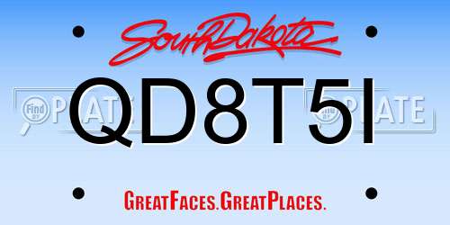 QD8T5I South Dakota License Plate