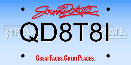 QD8T8I South Dakota License Plate
