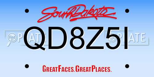 QD8Z5I South Dakota License Plate