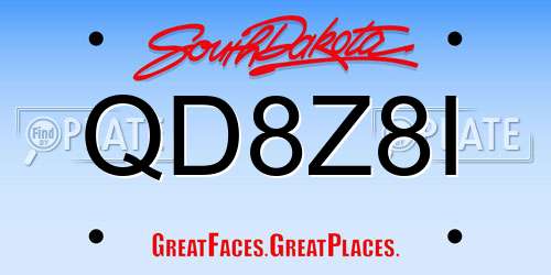 QD8Z8I South Dakota License Plate