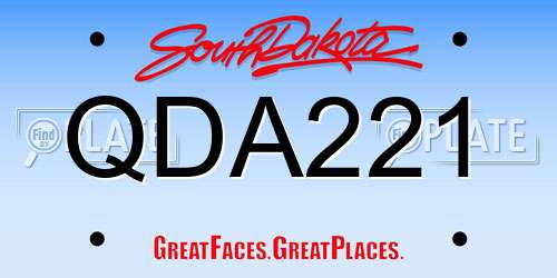 QDA221 South Dakota License Plate