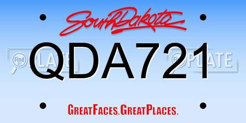 QDA721 South Dakota License Plate