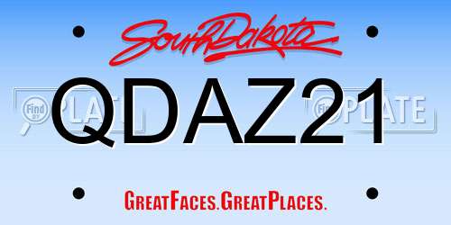 QDAZ21 South Dakota License Plate