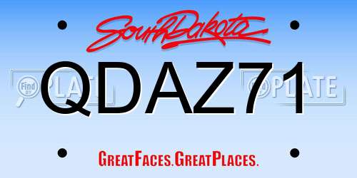 QDAZ71 South Dakota License Plate