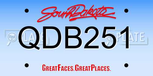 QDB251 South Dakota License Plate