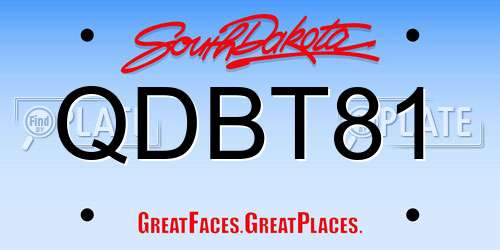QDBT81 South Dakota License Plate
