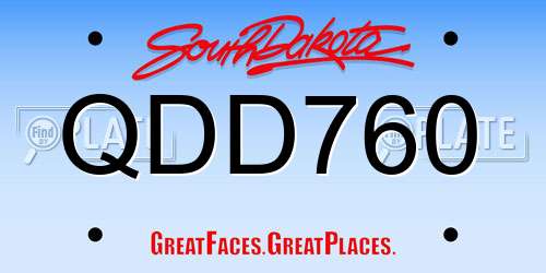 QDD760 South Dakota License Plate