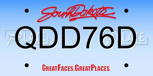 QDD76D South Dakota License Plate