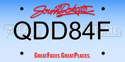 QDD84F South Dakota License Plate