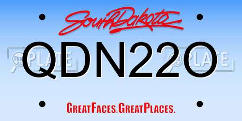 QDN22O South Dakota License Plate