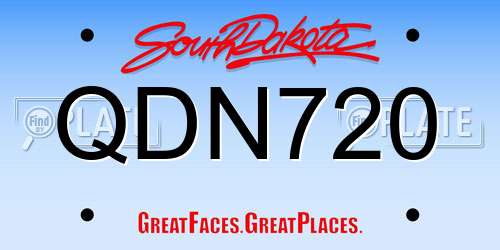 QDN720 South Dakota License Plate