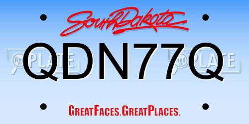 QDN77Q South Dakota License Plate