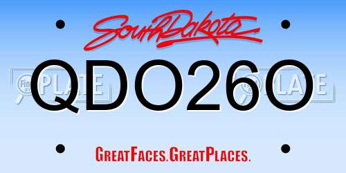QDO26O South Dakota License Plate