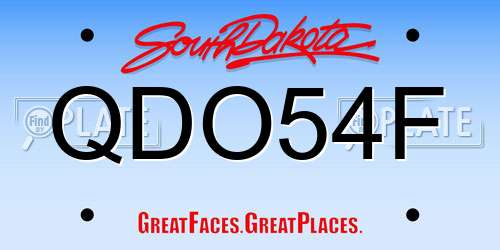 QDO54F South Dakota License Plate