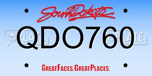 QDO760 South Dakota License Plate