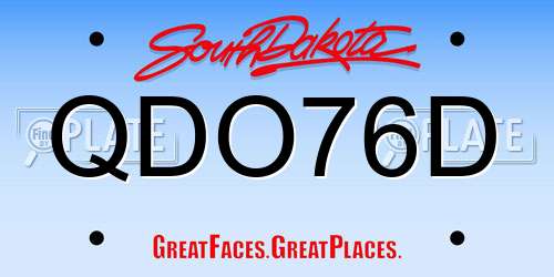 QDO76D South Dakota License Plate