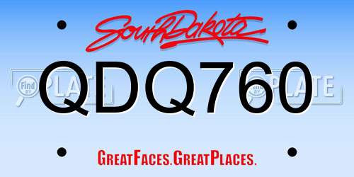QDQ760 South Dakota License Plate