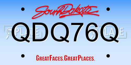 QDQ76Q South Dakota License Plate