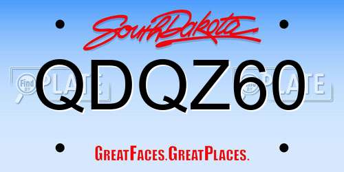 QDQZ60 South Dakota License Plate