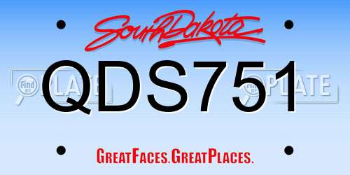 QDS751 South Dakota License Plate