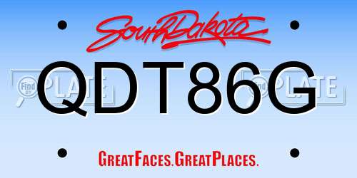 QDT86G South Dakota License Plate