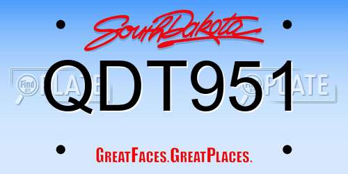 QDT951 South Dakota License Plate