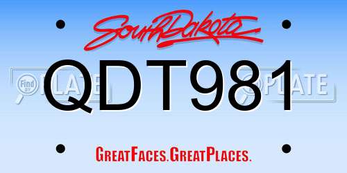 QDT981 South Dakota License Plate