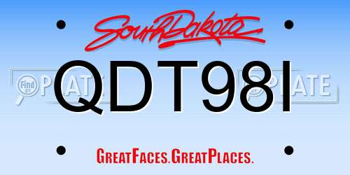 QDT98I South Dakota License Plate