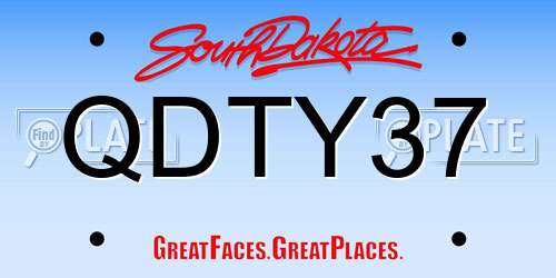 QDTY37 South Dakota License Plate