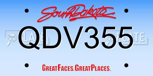 QDV355 South Dakota License Plate