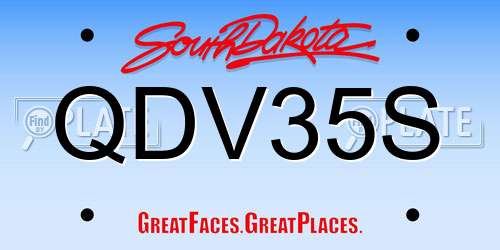 QDV35S South Dakota License Plate