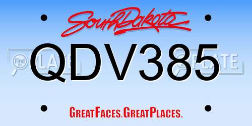 QDV385 South Dakota License Plate
