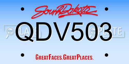 QDV503 South Dakota License Plate