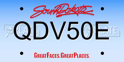 QDV50E South Dakota License Plate