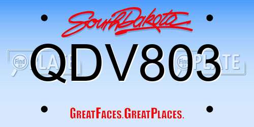 QDV803 South Dakota License Plate