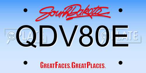 QDV80E South Dakota License Plate