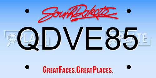 QDVE85 South Dakota License Plate