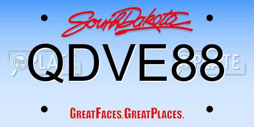QDVE88 South Dakota License Plate